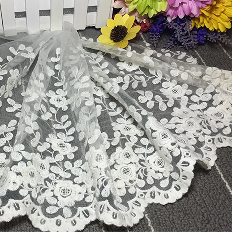 

New White Embroidered Lace Edge Trim Fabric Craft Cloth for Doll Wedding Dress Decoration Clothing Accessories