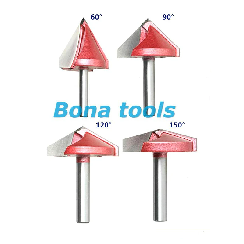 4 шт. (60 градусов + 90 120 150 градусов) Shank-6mm Width-32mm CNC Гравировка 3D V паз фреза Бит