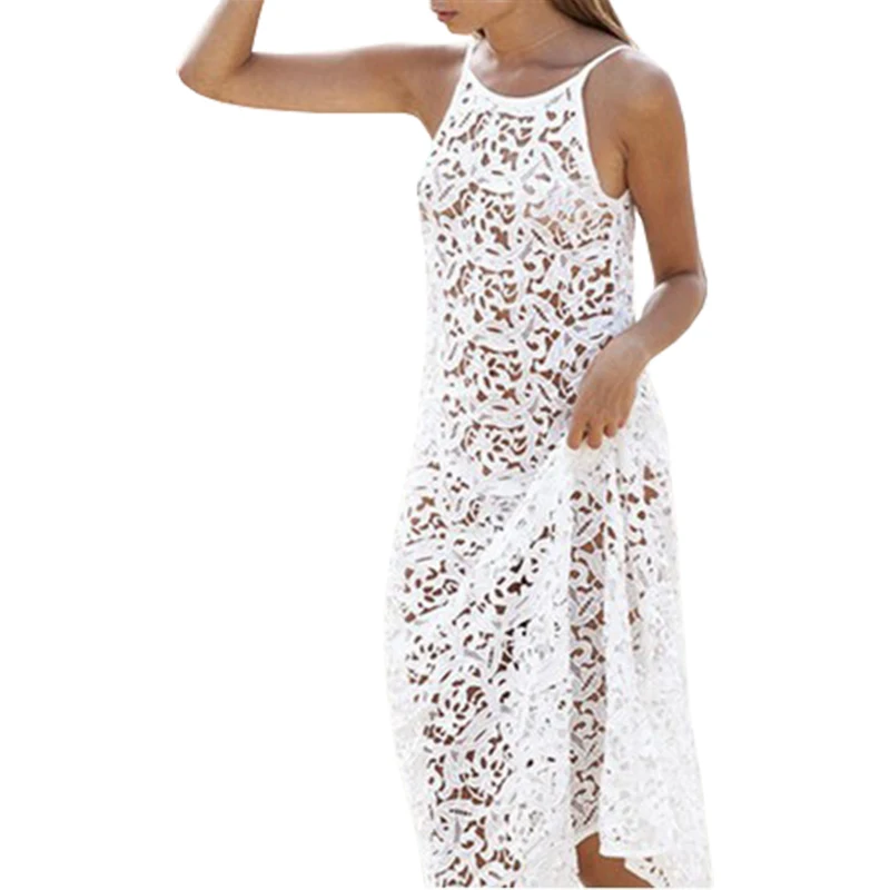 

Summer dress 2019 new fashion crocheted hollow out beach perspective sexy seaside lace dresses clothing vestidos LBD8886