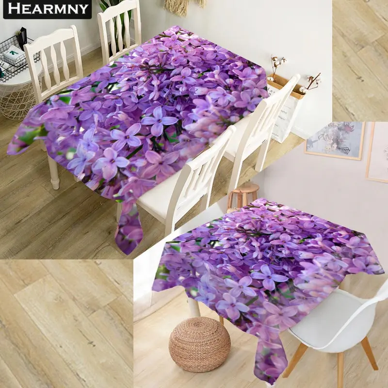 

HEARMNY 3D Tablecloth Lilac Oxford Cloth Dust-proof Rectangular Table Cover For Party Home Decor 100X140cm140X140cm