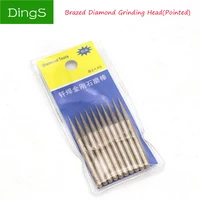 מיל עבור Shank Brazed היהלומים גריסה ראש מחודד Burrs צורה Carving פילינג Bits 3mm 5pcs עבור ג