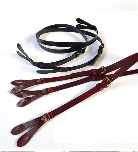 

Genuine Leather Suspenders men 2cm width 125cm long Button Suspenders