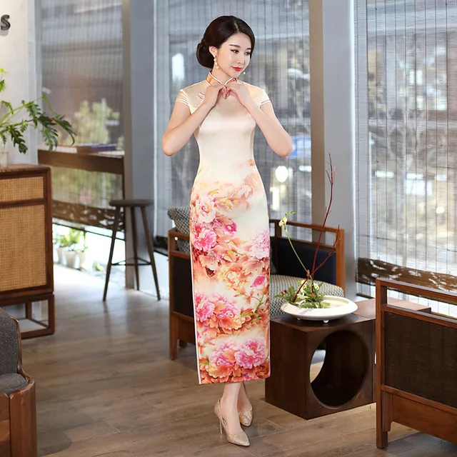 Модное Платье До Колена Cheongsam в китайском стиле с воротником-стойкой женские летние платья из искусственного шелка Qipao для вечеринок Vestido - Цвет: style-1