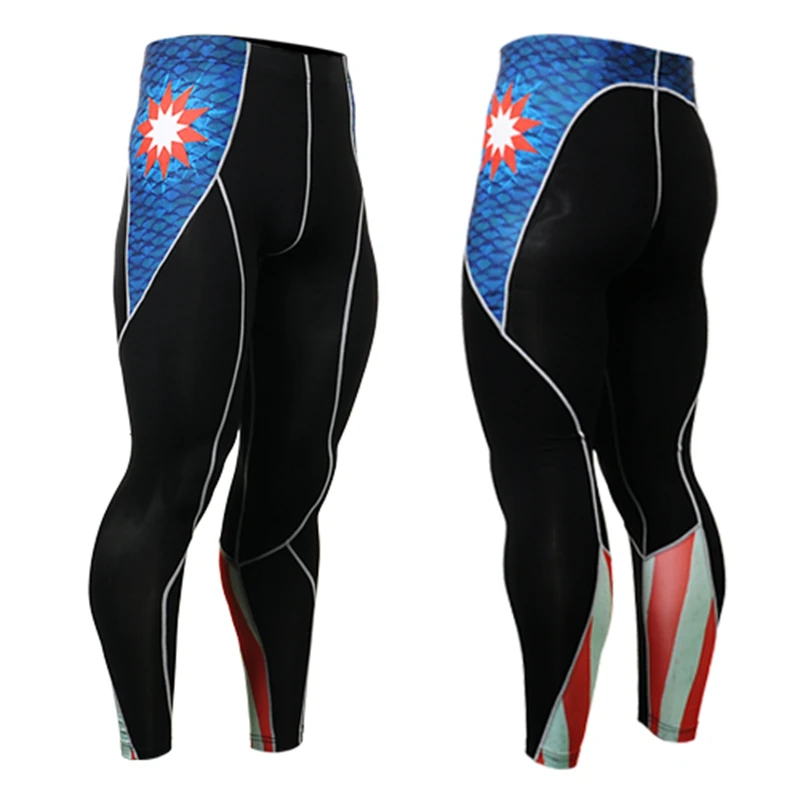 2017 mens run pants colorful printing tights for running cycling fitness boxing 3d flag printing