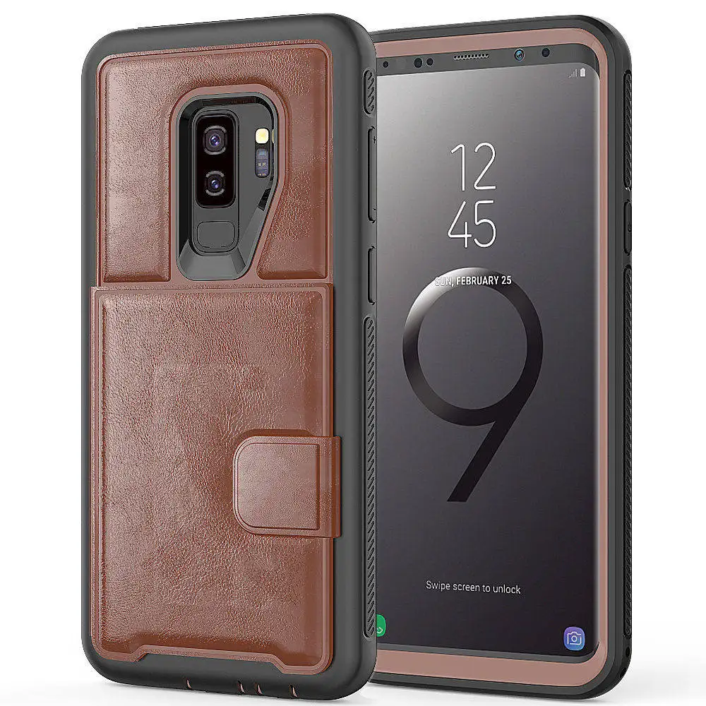 CBL PC+ TPU+ из искусственной кожи чехол для samsung S10 Plus S10 Note9 мульти держатели для карт чехол для samsung S9 Plus чехол для телефона чехол - Цвет: brown