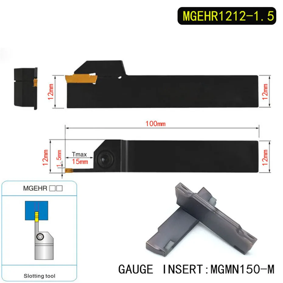 

1PCS MGEHR1212-1.5 Extermal Parting and Grooving Turning Tool Holder For MGMN150 Insert Right Hand Bars MGMN 150