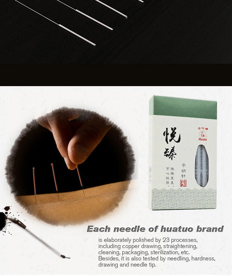 Hwato Sterilized Acupuncture Needle Chinese Medicine Steel Handle Acupuntura Needle Disposable Household Medical Needle