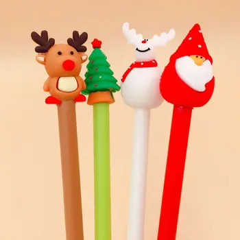 

4 pcs Gel Pens Cartoon Merry Christmas black colored gel-inkpens for writing Cute stationery office school supplies
