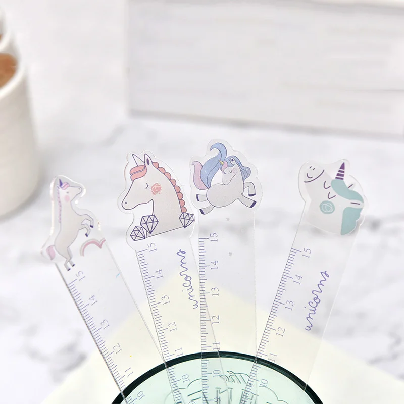 

Cute Kawaii Animal Unicorn Crylic Ruler Cartoon Bookmark Creative Learn Drawing Straight Rule Korean School Stationery Supplies