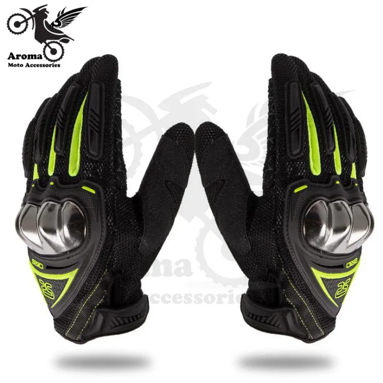 Металлический полный палец moto cross части mtorbike handglove unviersal аксессуары moto защита moto rcycle перчатки для скутера - Цвет: Зеленый