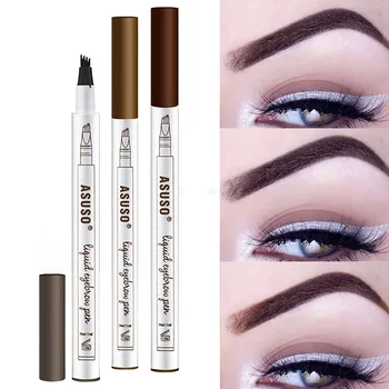 

2019 Hot Sale Eyebrow Pen with 4 Tips Long-lasting Waterproof Sumdge-proof Brow Gel Cream for Eyes Makeup Durable Eyebrow KG66