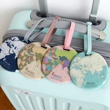 Fashion Map Luggage Tag Women Travel Accessories Silica Gel Suitcase ID Address Holder Baggage Boarding Tag Portable Label Bag