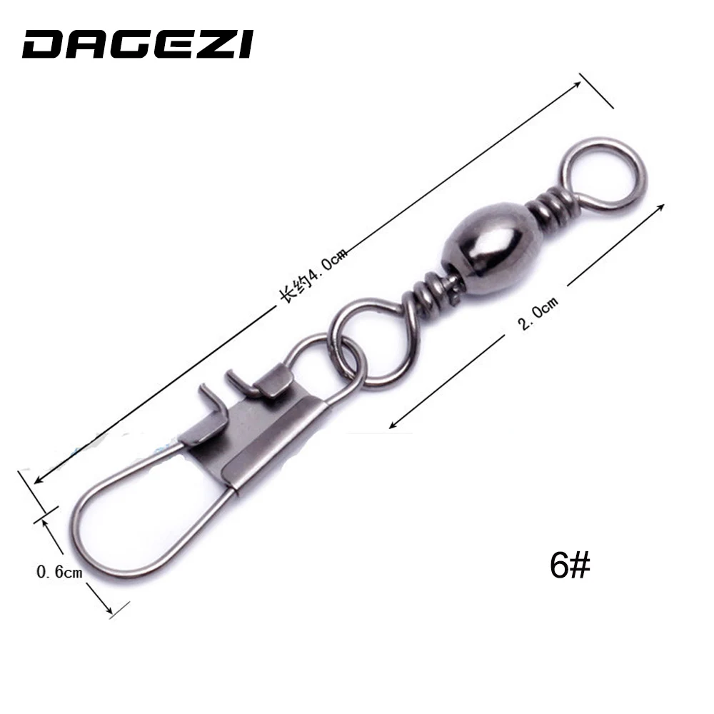 DAGEZI 100 قطعة 8 كلمات حلقة الأسود الصلب يدور التعشيق المفاجئة معدات صيد الأسماك اكسسوارات موصل النحاس قطب