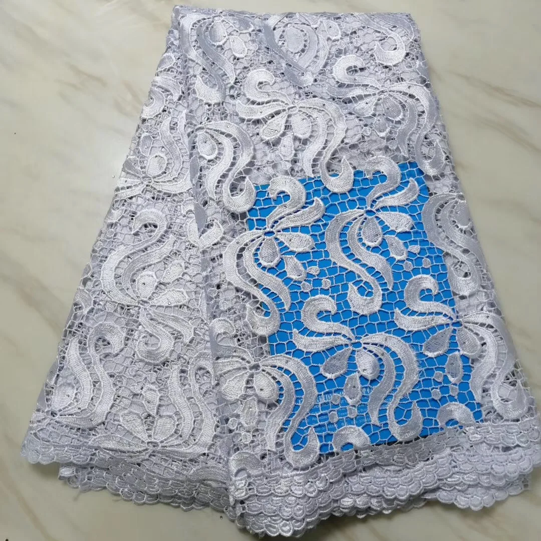 

White New Arrival High Quatily Multi color water soluble lace African Cord Lace Fabric Guipure Lace Fabrics For Women party