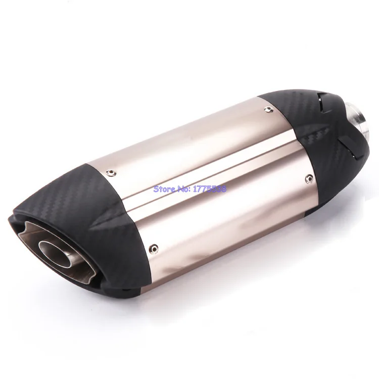 

PHULEOVEO Titanium Color 2 inch Inlet 51mm Motorcycle Exhaust Muffler Pipe Motorbike Exhaust Pipe Escape with DB Killer Silencer
