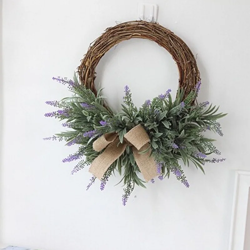 

Artificial Lavender Garland Silk Flowers Wreaths Home Door Hanging Wall Window Party Decoration