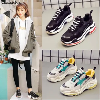 

Fashion Designer Women Casual Shoes Mixde Colors Women Platforms Shoes Popular Lace Up Trainers Woman Mixde Colors Street Flats