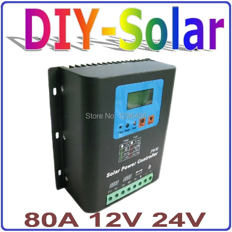 

12V 24V Battery Charger Regulator for 1000-2000W PV Solar Panels LCD Display Charging Off Grid Solar Charge Controller 80A