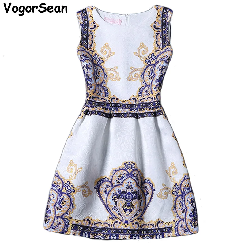 VogorSean, женское платье с принтом, элегантное, летнее, стильное, повседневное, женское, Vestidos Festa Robe Femme, винтажное, Клубное, вечерние, для работы