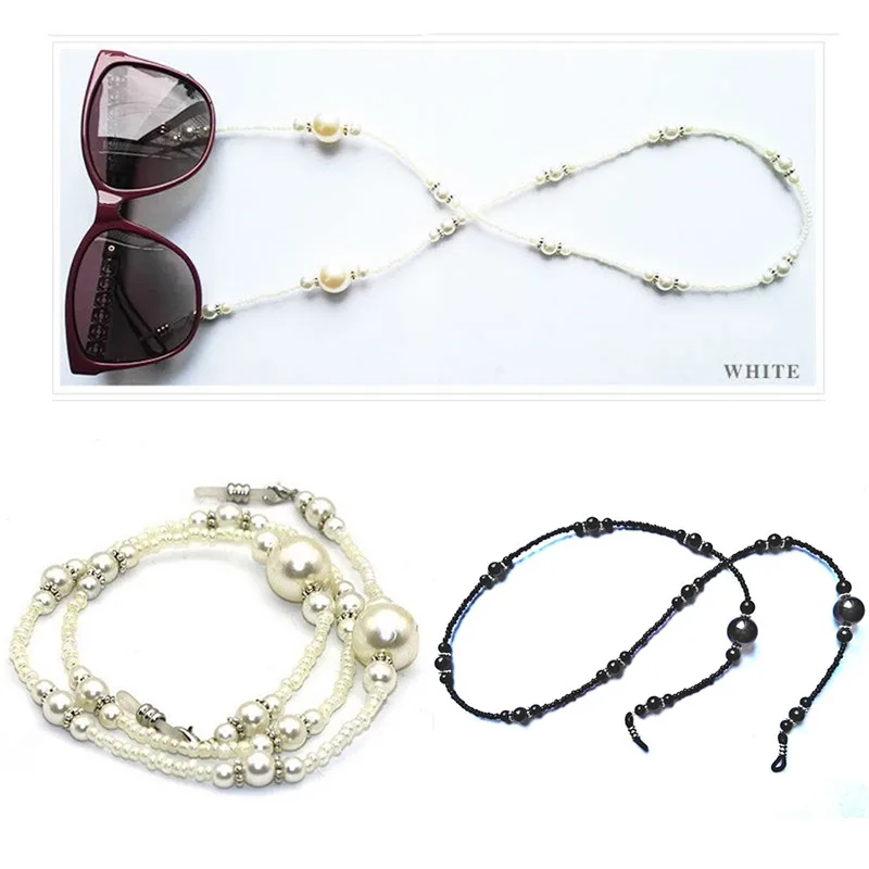 Imixot 1PC Retro Anti-slip 68cm Imitation Pearl Chain Beaded Reading Glasses Necklace Lanyard Eyewear Cord Holder Rope | Аксессуары для