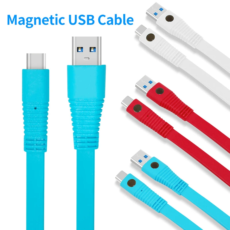 Thbelieve USB To USBC Magnetic Cable 1M Flat USB Type C To USB 3.0 Charge Data Transmission Cords For Xiaomi USB-C For Huawei (6)