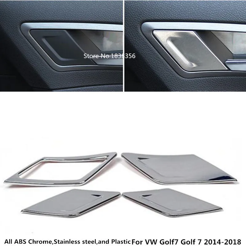 

Car Cover Trim ABS chrome Door Inner Handle Bowl Frame Panel part 4pcs For VW Volkswagen Golf7 Golf 7 2014 2015 2016 2017 2018