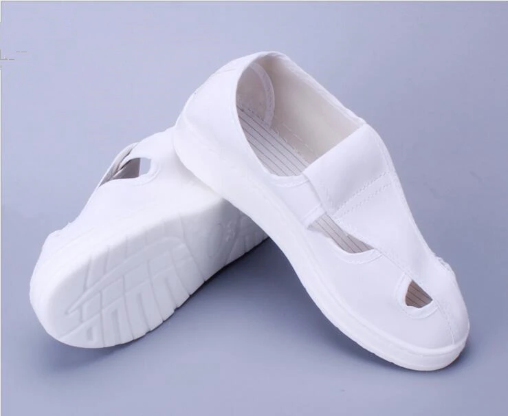 

Anti-static PU leather four-eyed shoes white leather four-hole shoes leather surface clean room work shoes