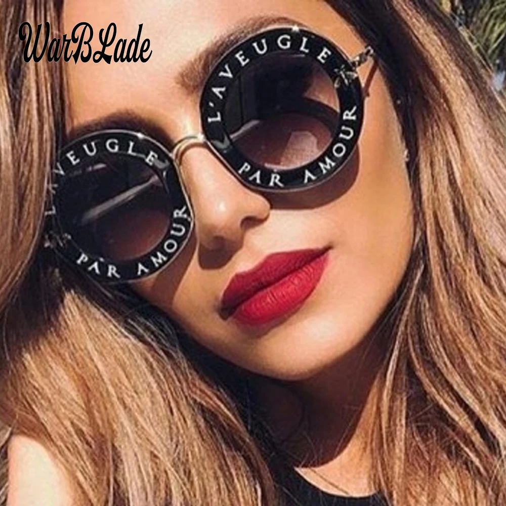 Gafas De Sol redondas para hombre y mujer, lentes con letras en