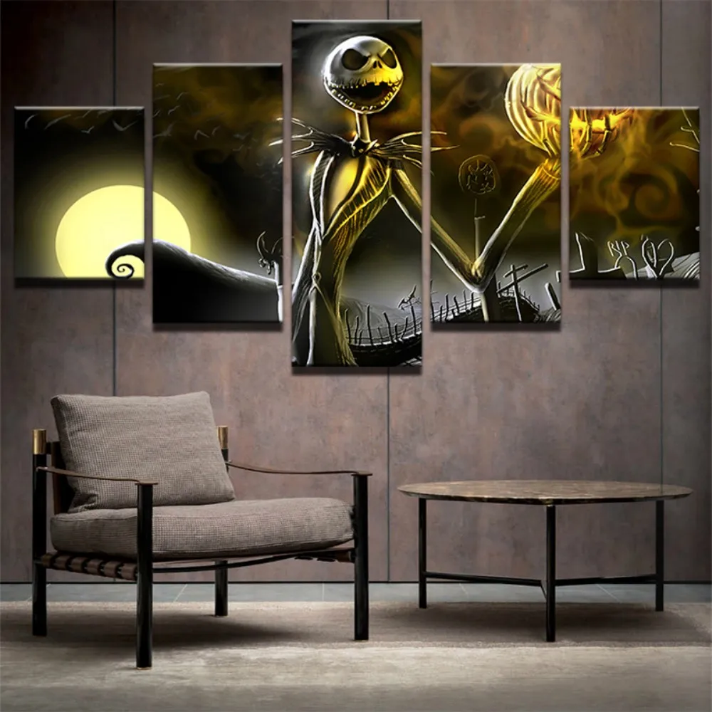 5 Panel Canvas Wall Art Pictures Home Decor Living Room Halloween