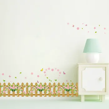 

Creative Home Decor Fences Flower Pattern Baseboard Wall Stickers For Baby Room Mural Art Plane Wall Decals Wallpaper 40*60 CM