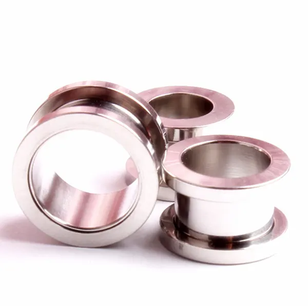 Silver Tone Ear Plugs Flesh Tunnels,Titanium Earring Hollow Expander