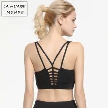 Женский сексуальный с бретельками бюстгальтер для занятий йогой с вкладышами спортивный пуш-ап бюстгальтер Топ тренажерный зал тренировки бег укороченный топ активная одежда Бюстгальтер для фитнеса Спорт Bh