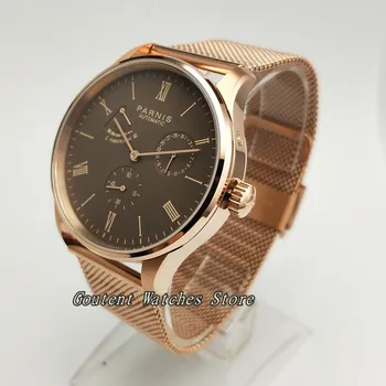 

42mm Parnis Power Reverse Date Seagull Small Second Automatic Men's Wristwatch