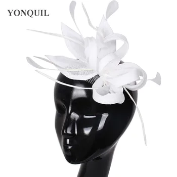 

NEW ARRIVAL 17color imitation sinamay fascinator hats white cocktail hat bridal wedding headwear women feather hair accessories
