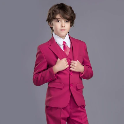 Костюм, блейзер для мальчиков, однобортный костюм для мальчиков, Свадебный костюм, Enfant Garcon Mariage, блейзер для мальчиков, для бега, Garcon, синий, зеленый - Цвет: Rose red