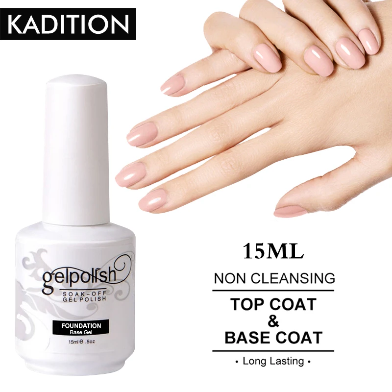 KADITION Новый верхнее покрытие + Basecoat 15 мл УФ Гель лак не очищающий замачивающий гель