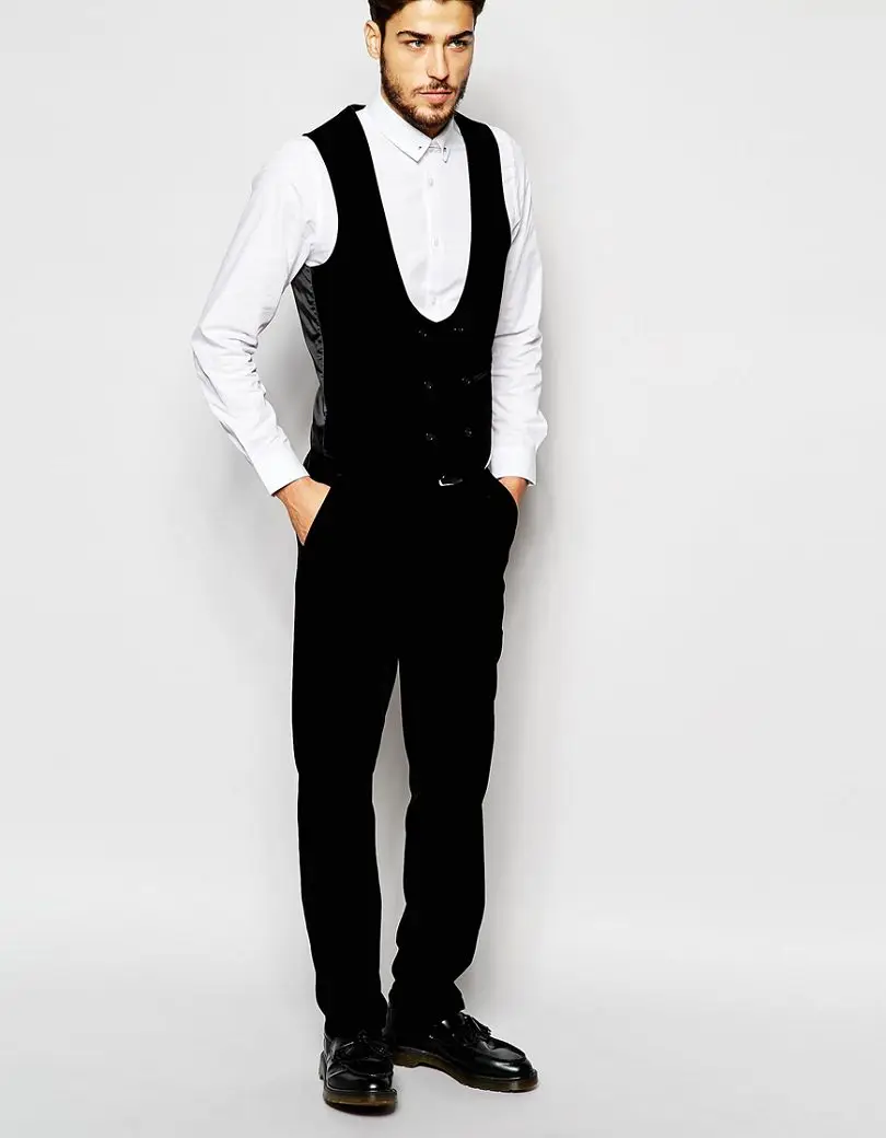 New Design Custom Made Business Suit Vest Separate Vests Slim Half Moon