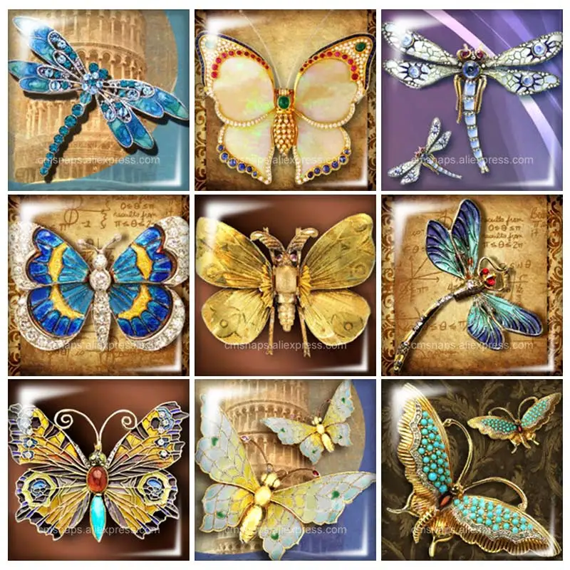 

Vintage Crystal butterfly dragonfly 12mm/20mm/25mm/30mm Square glass cabochon flat back DIY Jewelry Findings Components FB0239