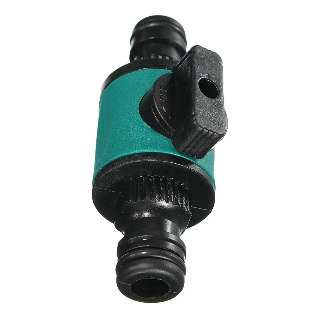 1/2" 2-Way Connector Shut-off Garden Hose Water Pipe with Quick ABS Green Nonslip Outdoor Garden Valve