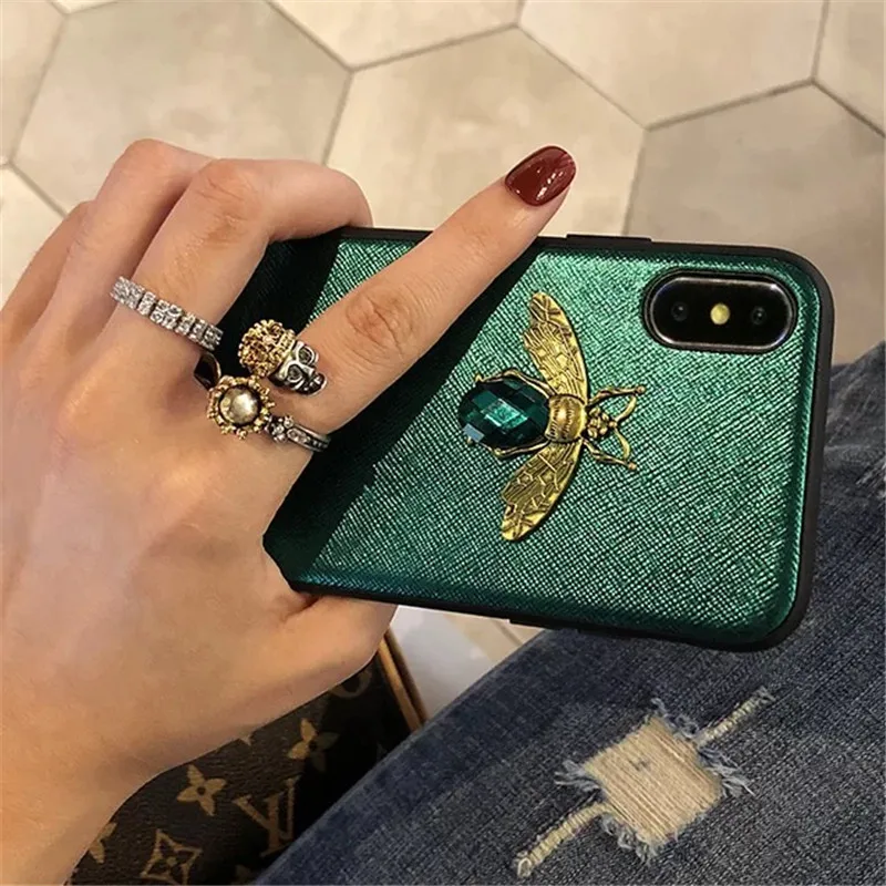 Luxury brand Diamond Bee Glitter soft Phone case for iphone 6 S 7 8 plus X XR XS Max cute hard cover for samsung galaxy S8 S9   07