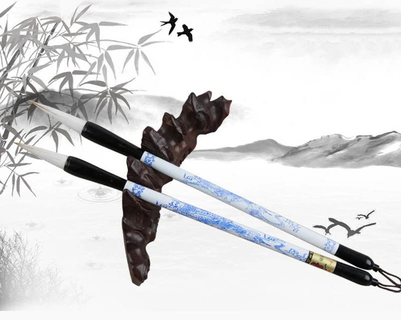 EZONE синяя белая фарфоровая китайская кисть для письма Китайская каллиграфия Акварельная кисть несколько волосков художественный инструмент