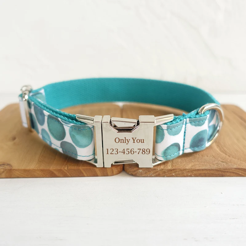 

polyester fabrics Anti-lost Nameplate Tags Collars and leashes Free Engraved Name Phone Number creative ethnic style dog collar
