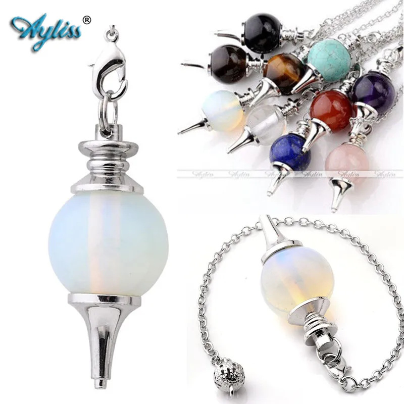 

Ayliss Balance Reiki Natural Stone Crystal Black Agates Dowsing Pendulum Circular Cone Charm Pendant for Men Women Divination