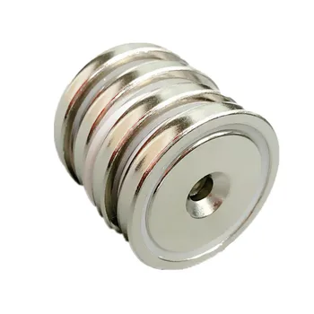 

31kg Pulling Pot Magnet Dia. 42mm M6 Countersunk Hole Mounting Magnetic Magnet Neodymium Permanent Magnets NiCuNi 2-20pcs