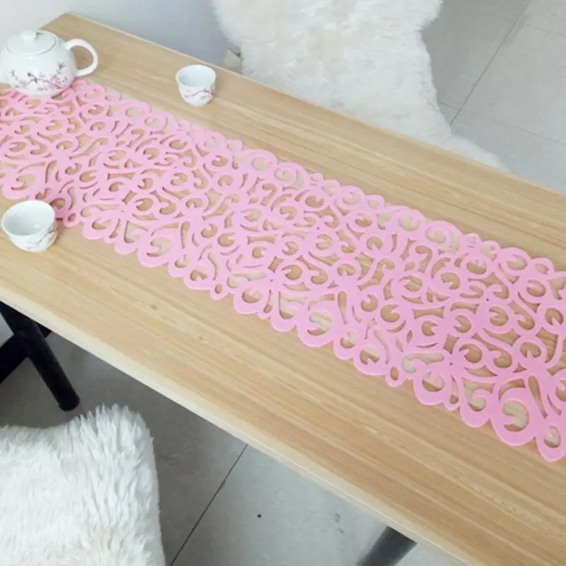 Войлочная скатерть бегун подложки под тарелки, коврики для стола бытовые украшения - Цвет: pink
