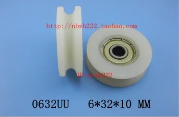 

10pcs 0632UU 6mm nylon bearing door pulley bearing plastic covered mute bearing U slot embedded bearing