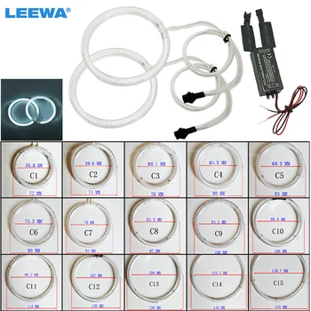 

LEEWA 2pcs/Pair White All Car Universal Full Round CCFL Angel Eyes Headlights Kits For Choice #CA4299