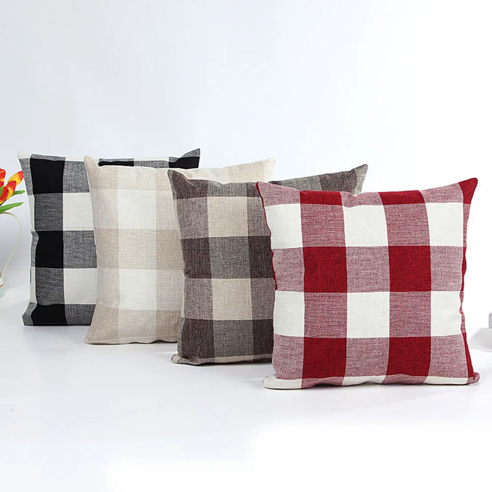 

pillow case Cushion Cover Christmas Pillow Case Plaid Lattice Sofa Bed Home Decor Pillow Case Cushion Cover For Sofa MM708