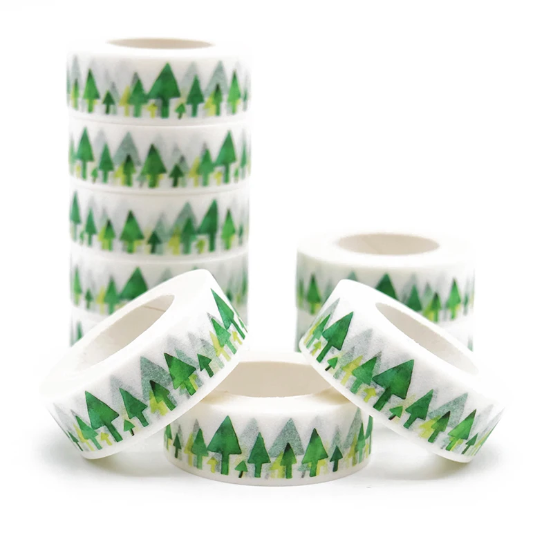 10m*15mm Washi Tape Green Tree Tape Diy Decorative Color Paper High