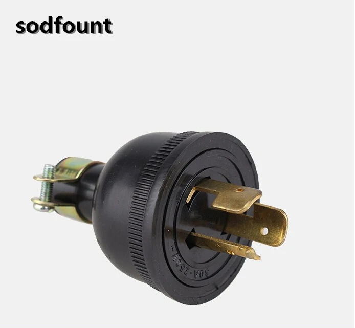 Free Shipping AC 250V 30A Screw Lock Generator Plug Socket 0.47" Cable